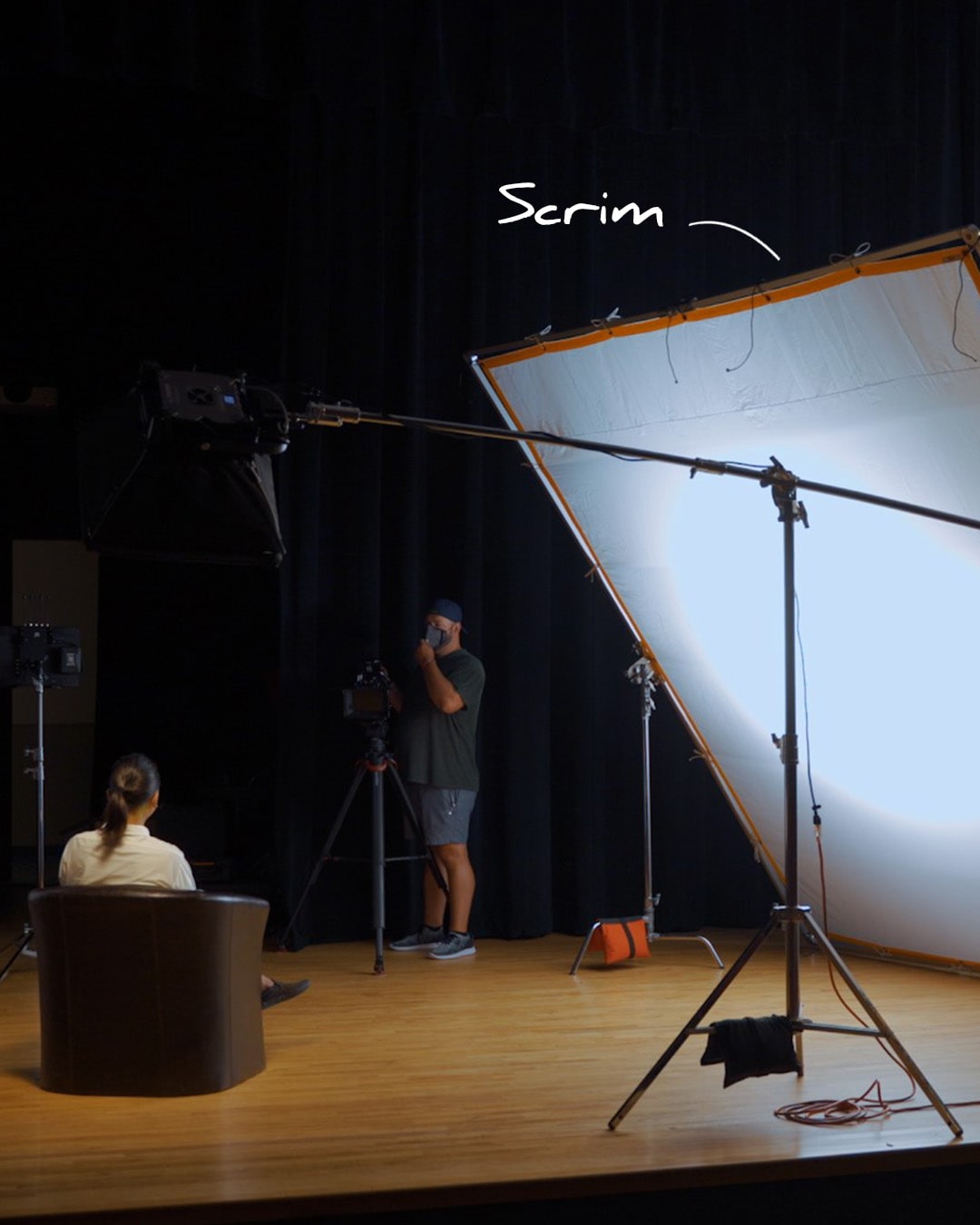 Interview lighting with a scrim