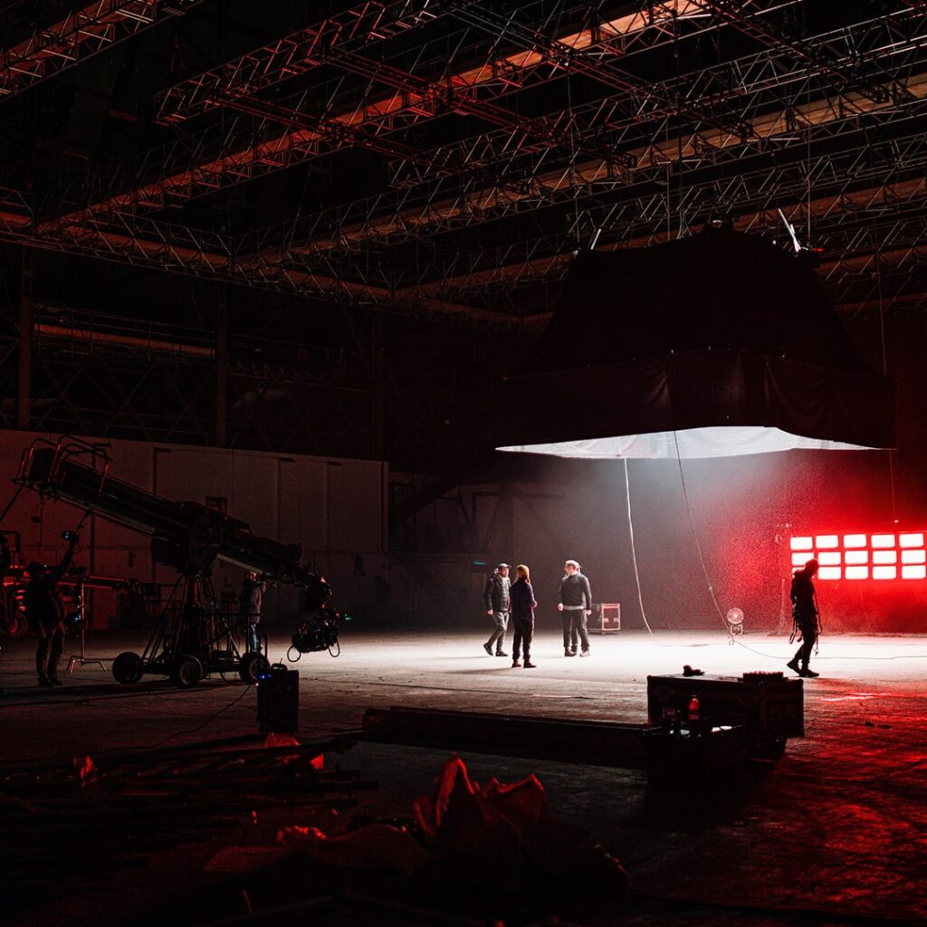 Film crew on a working set